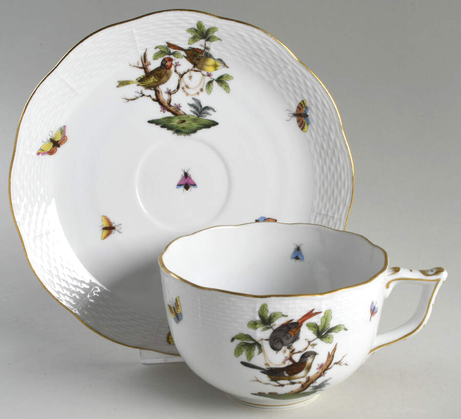 Rothschild Bird (RO) Soup Cup & Saucer Set by Herend-1