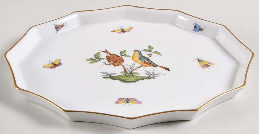 Rothschild Bird (RO) 9" Scalloped Tray by Herend-1
