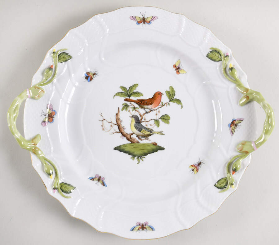 Rothschild Bird (RO) 12" Handled Chop Plate (Round Platter) by Herend-1