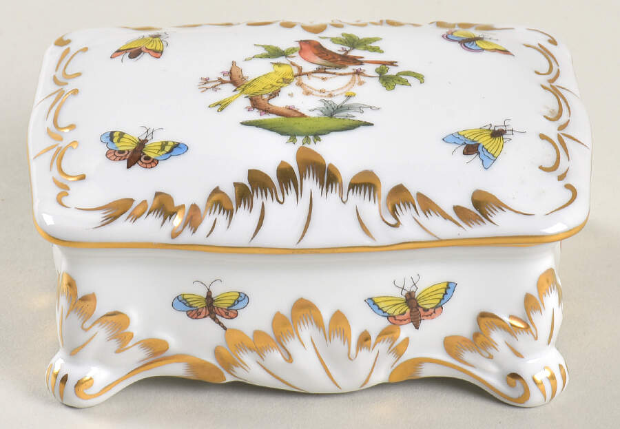 Rothschild Bird (RO) 4" Rectangular Box with Lid by Herend-1