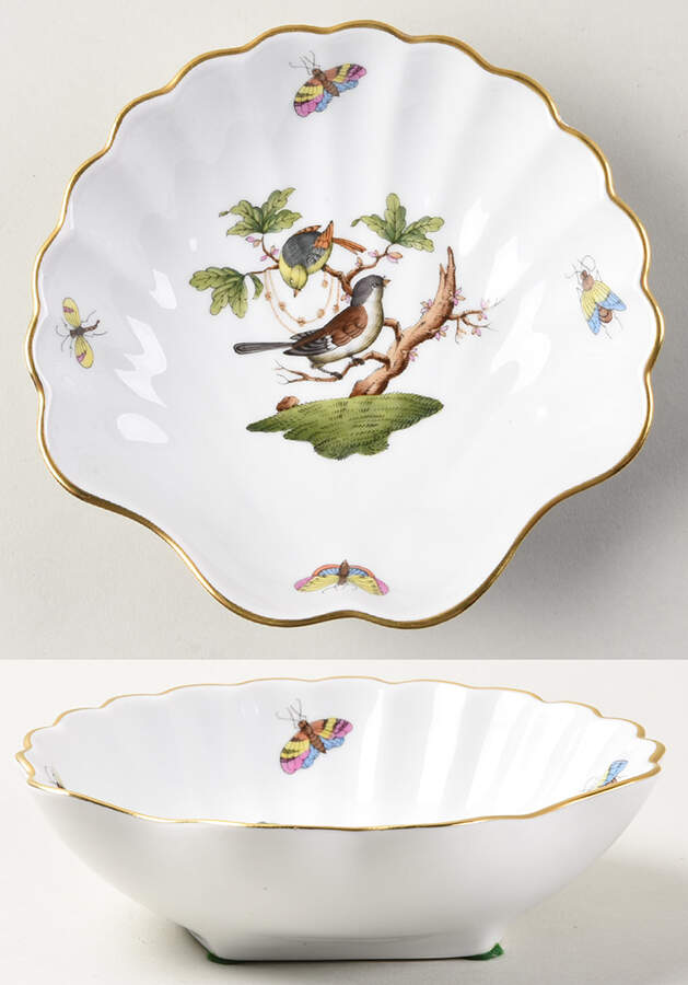 Rothschild Bird (RO) 5" Shell Shaped Dish by Herend-1