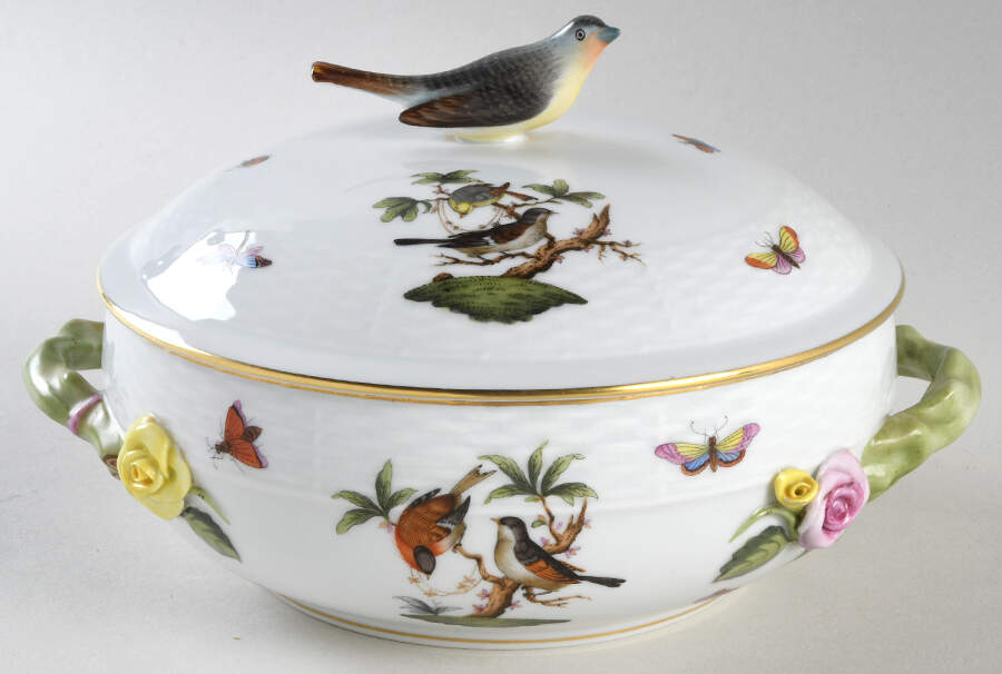 Rothschild Bird (RO) Small Round Covered Vegetable by Herend-1