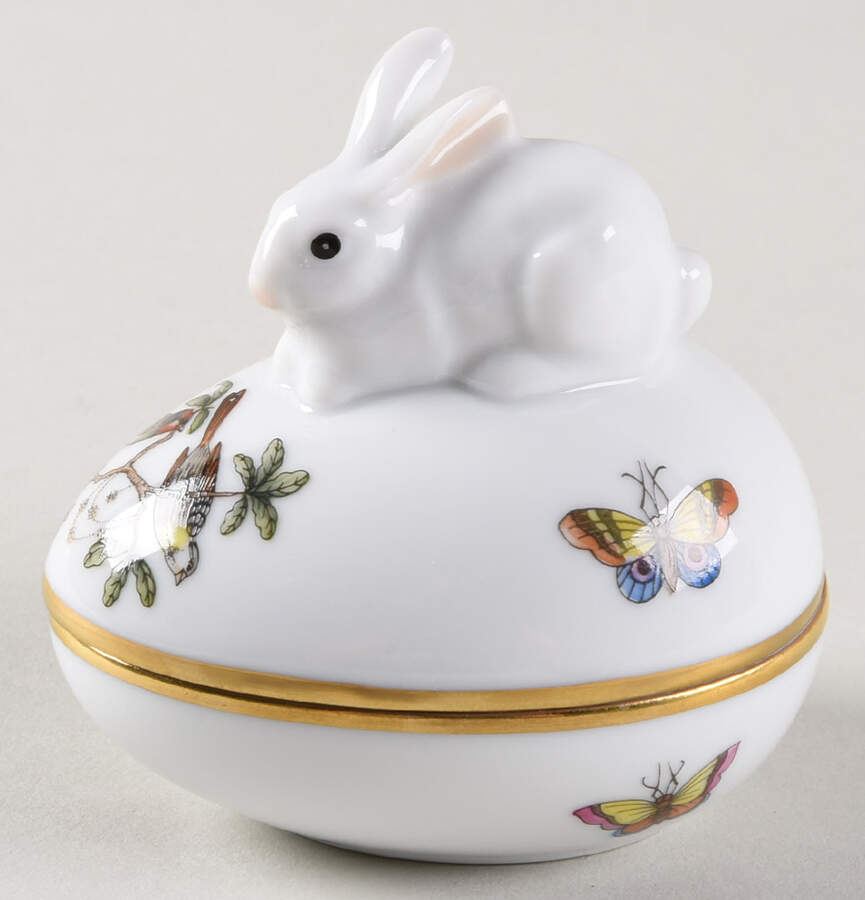 Rothschild Bird (RO) 3" Egg Box & Lid by Herend-1