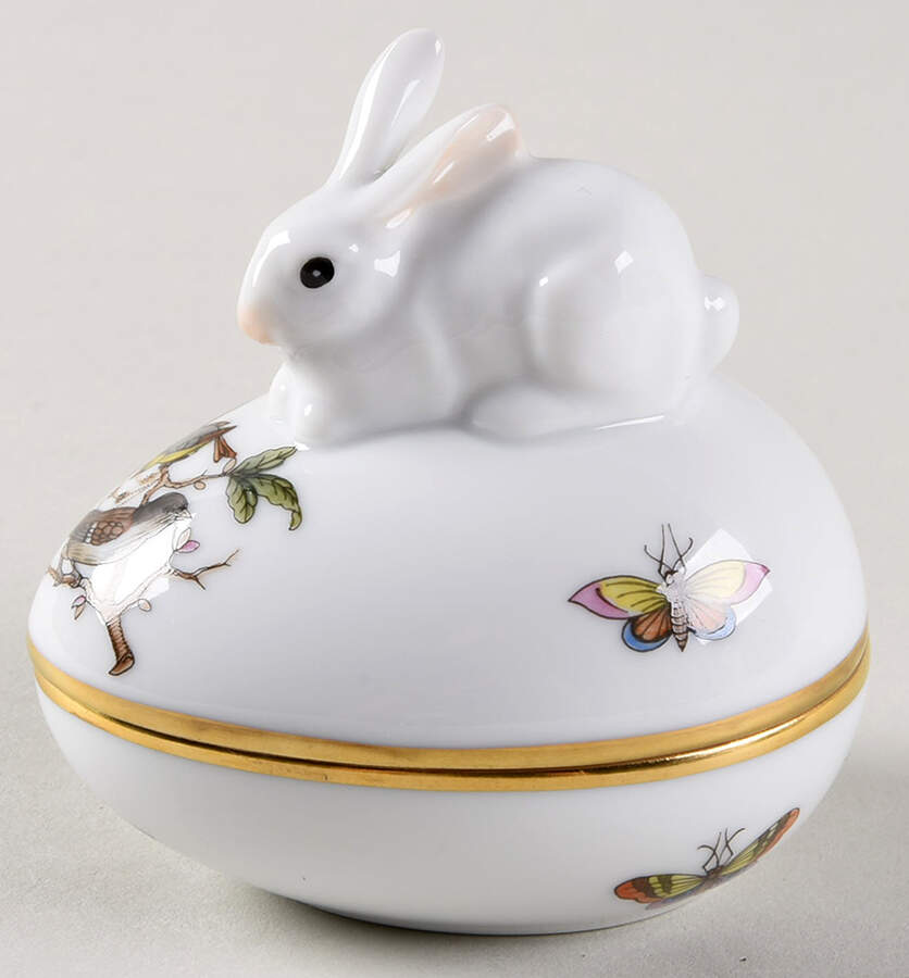 Rothschild Bird (RO) Small Egg Bon Bon & Lid by Herend-1