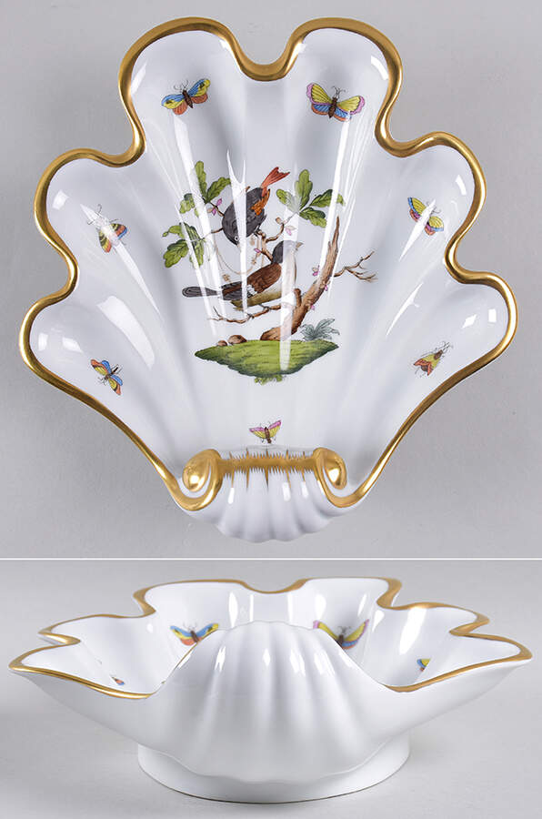 Rothschild Bird (RO) 9" Shell Shaped Dish by Herend-1