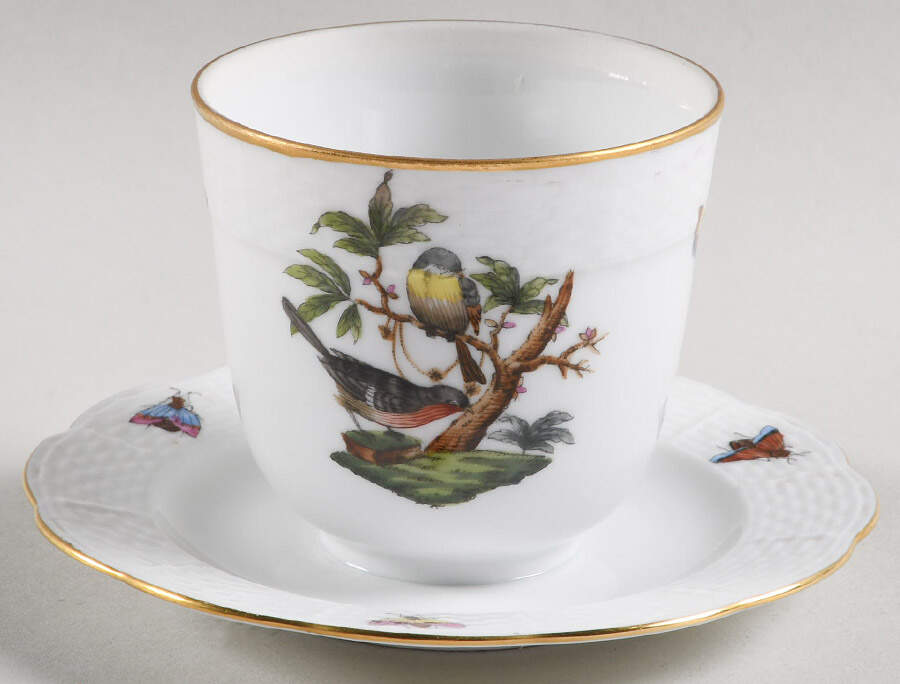 Rothschild Bird (RO) Jam/Jelly w/Attached Underplate No Lid by Herend-1