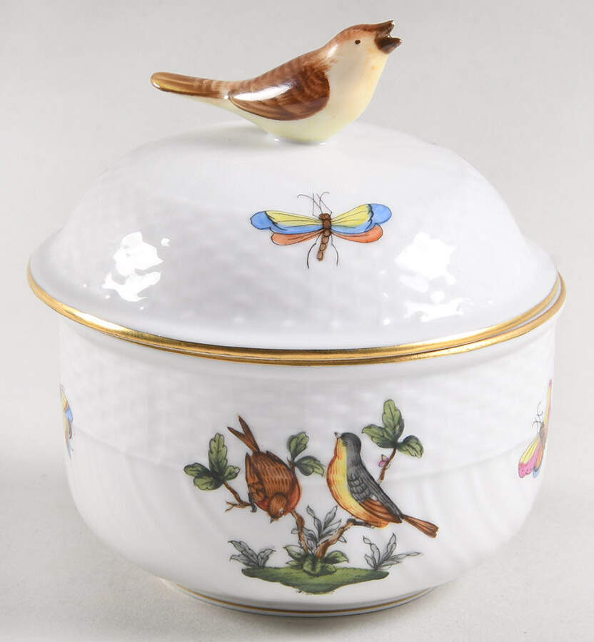 Rothschild Bird (RO) Mini Sugar Bowl & Lid by Herend-1