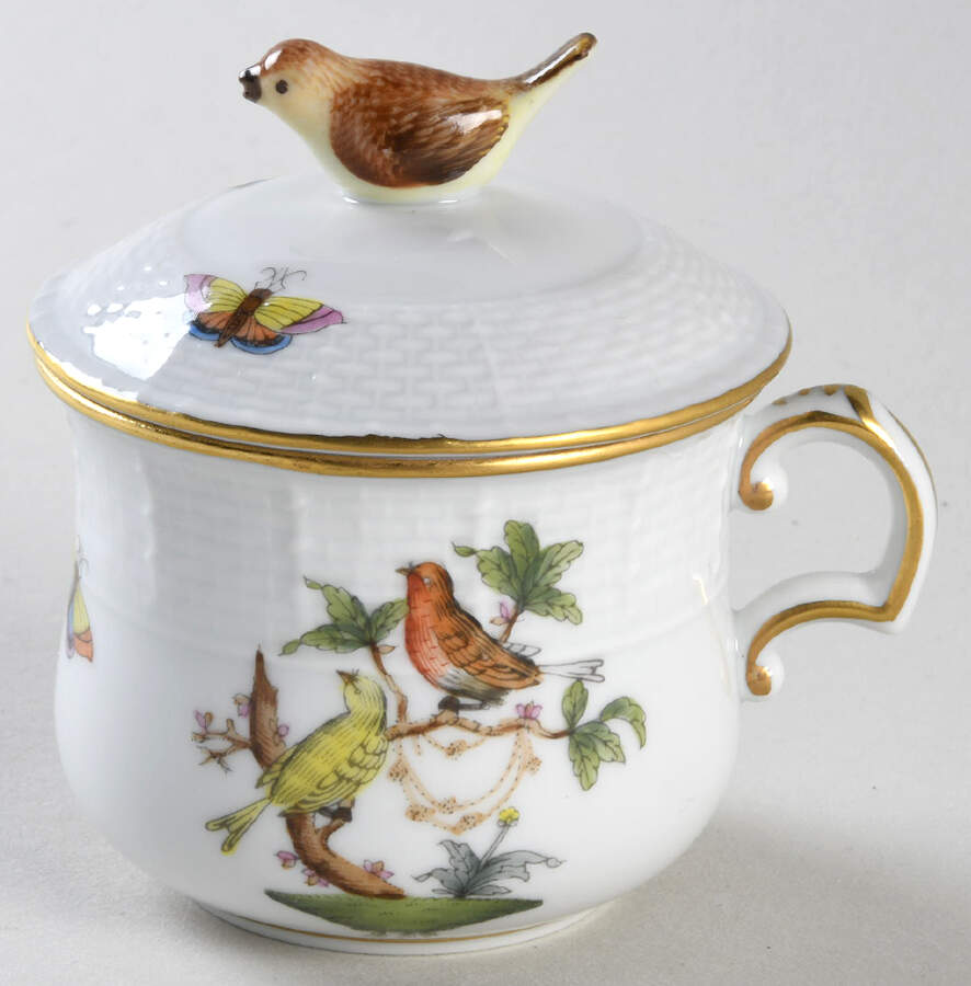 Rothschild Bird (RO) Pot de Creme (2 Pc)-Lid & Base by Herend-1