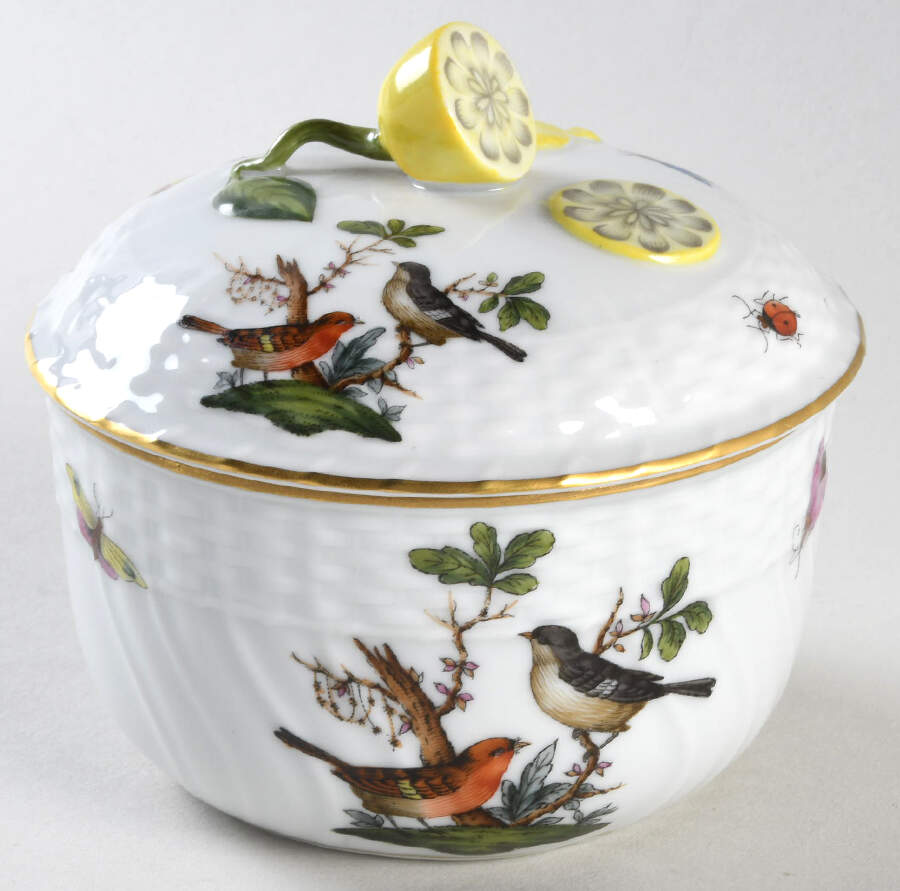 Rothschild Bird (RO) Sugar Bowl & Lid by Herend-1