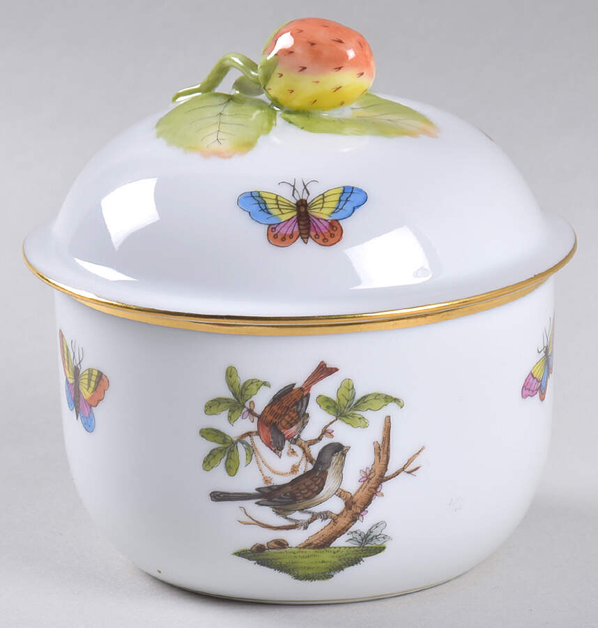 Rothschild Bird (RO) Sugar Bowl & Lid by Herend-1