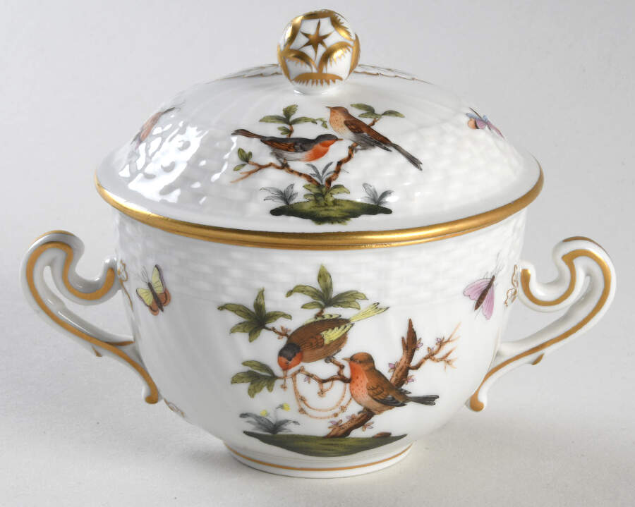 Rothschild Bird (RO) Cream Soup Bowl & Lid Set by Herend-1