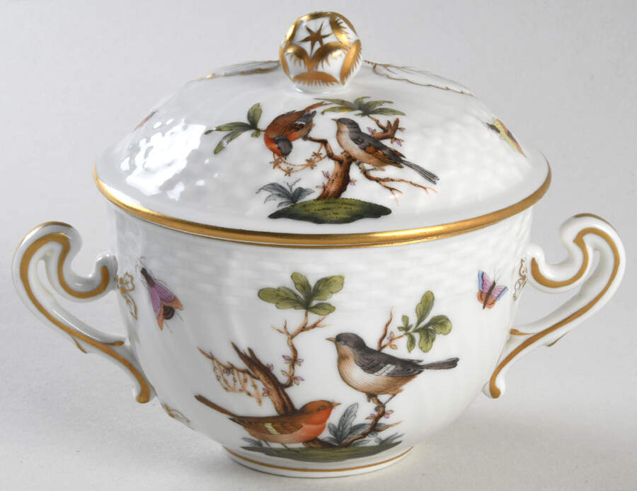 Rothschild Bird (RO) Cream Soup Bowl & Lid Set by Herend-1