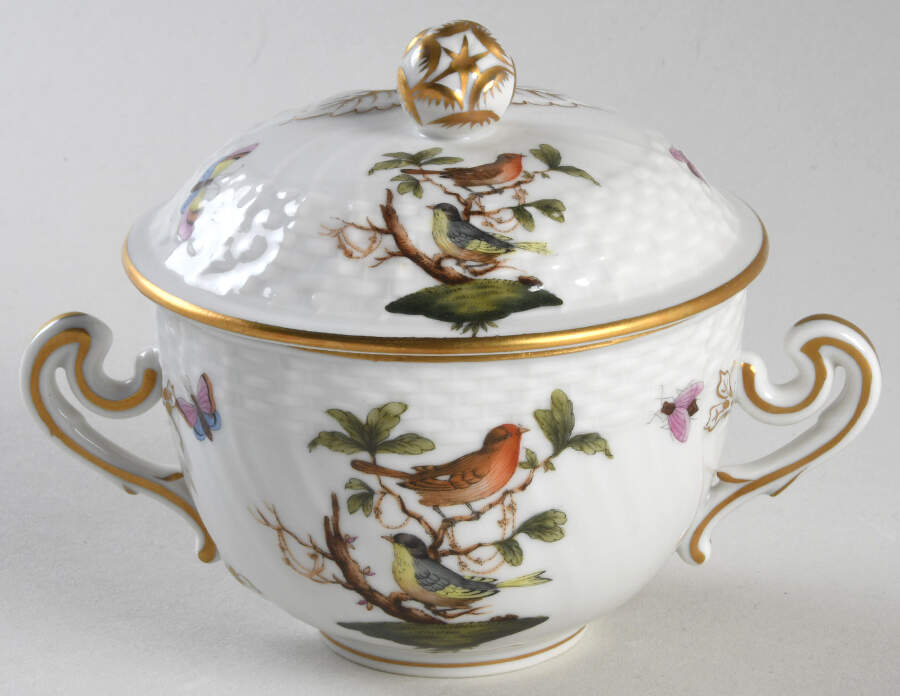Rothschild Bird (RO) Cream Soup Bowl & Lid Set by Herend-1
