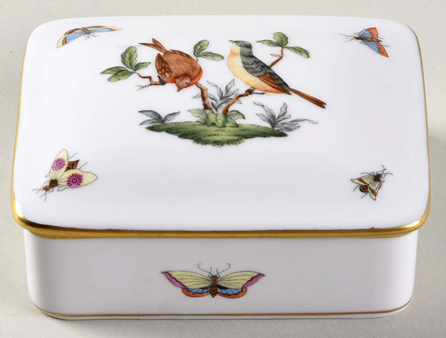 Rothschild Bird (RO) Cigarette Box & Lid by Herend-1