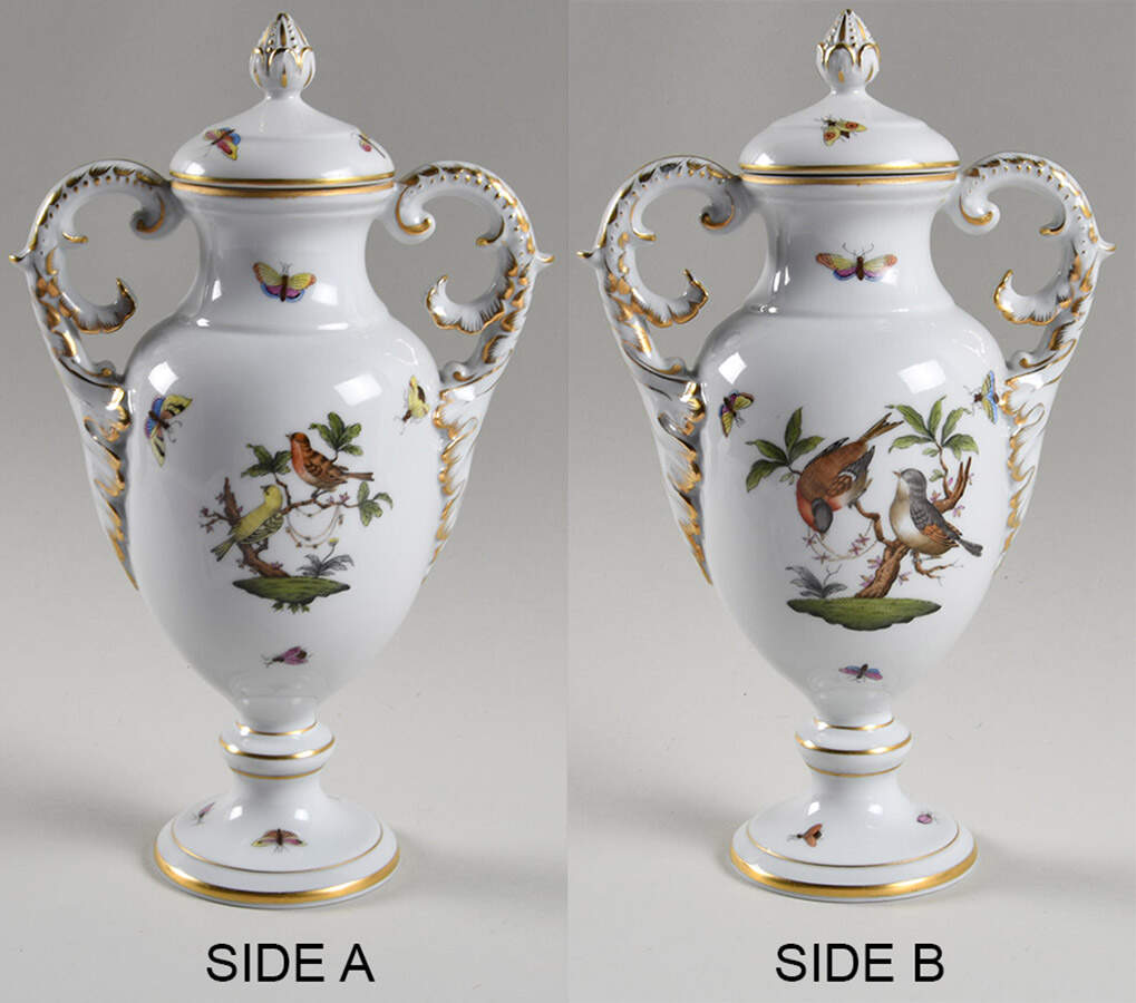Rothschild Bird (RO) 10" Footed Urn with Lid by Herend-1