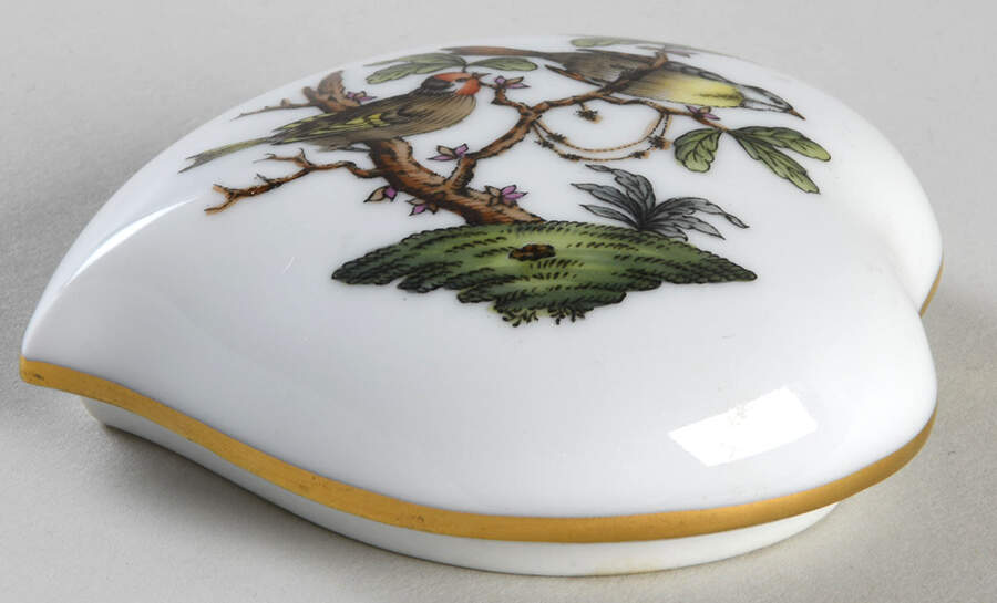 Rothschild Bird (RO) Lid for 3" Heart Shape Bon Bon by Herend-1