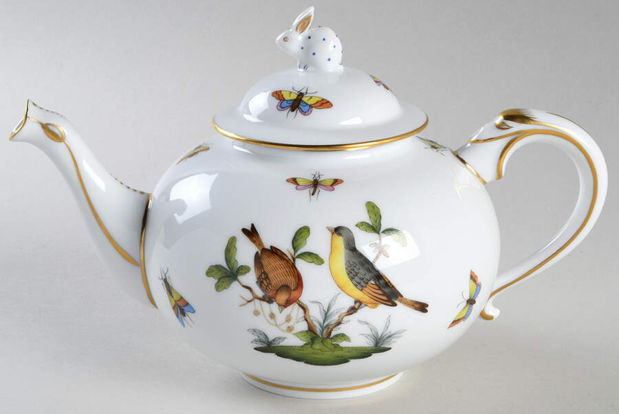 Rothschild Bird (RO) Mini Teapot & Lid by Herend-1