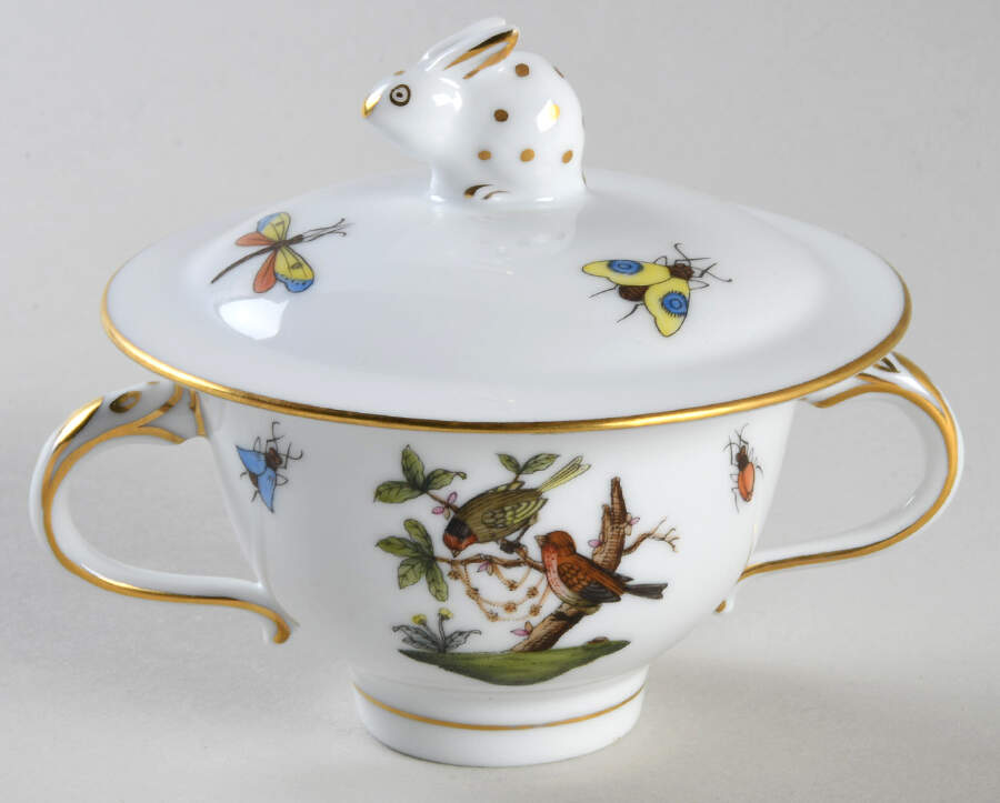 Rothschild Bird (RO) Individual Sugar Bowl & Lid by Herend-1