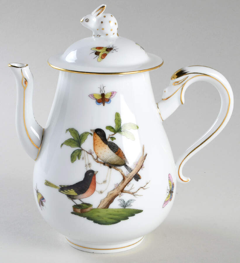 Rothschild Bird (RO) Individual Coffee Pot & Lid by Herend-1