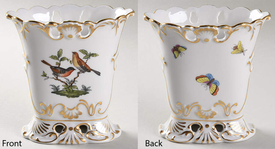 Rothschild Bird (RO) 4" Oval Vase by Herend-1