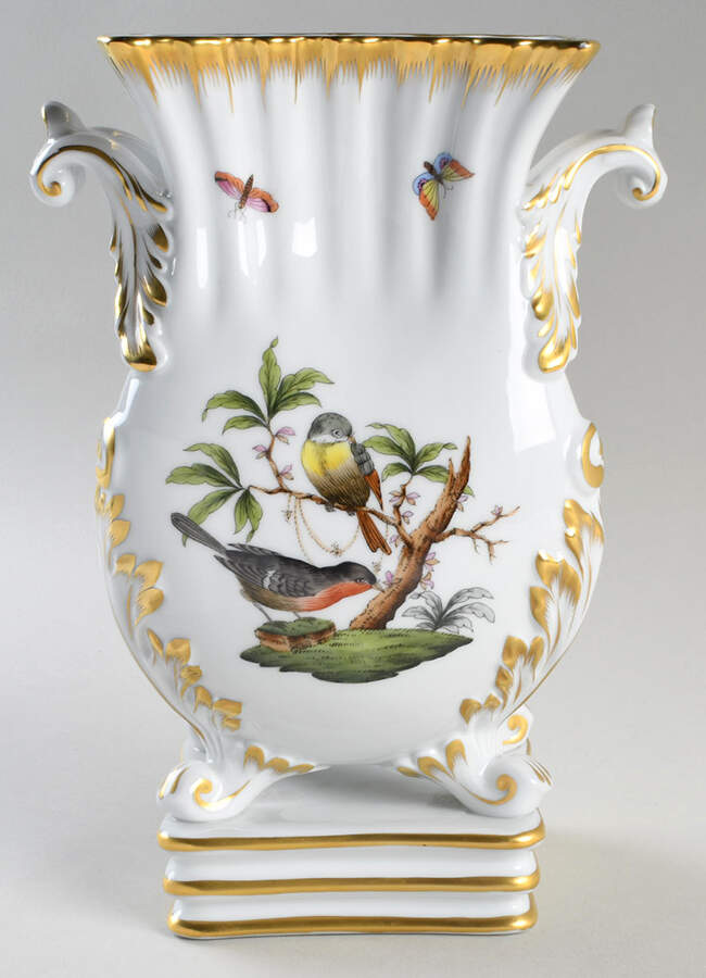 Rothschild Bird (RO) 10" Footed Vase by Herend-1