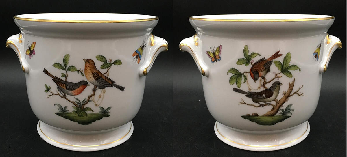 Rothschild Bird (RO) 4" Cachepot w/Handles by Herend-1