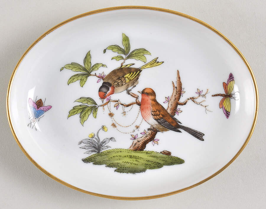 Rothschild Bird (RO) 4" Oval Ashtray by Herend-1