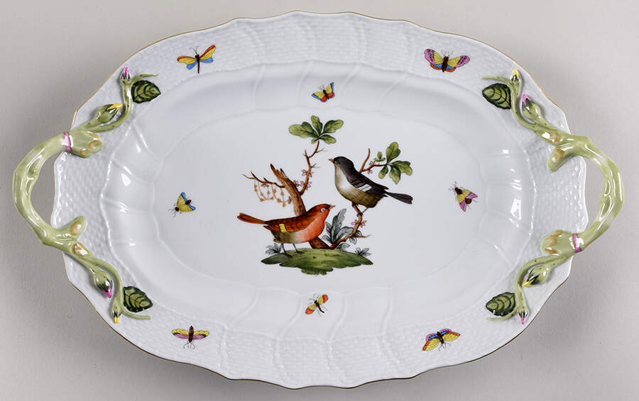 Rothschild Bird (RO) 14" Handled Oval Platter by Herend-1