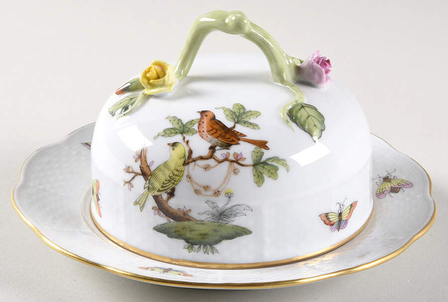 Rothschild Bird (RO) Round Covered Butter by Herend-1