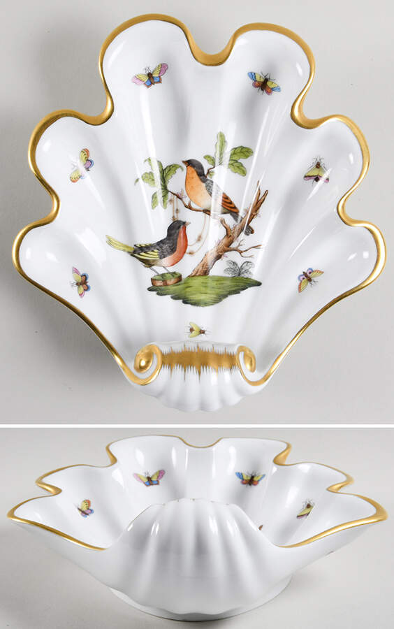 Rothschild Bird (RO) 9" Shell Shaped Dish by Herend-1