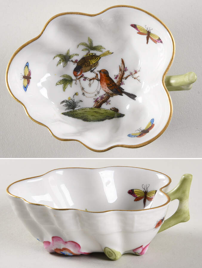 Rothschild Bird (RO) 4" Leaf Dish by Herend-1