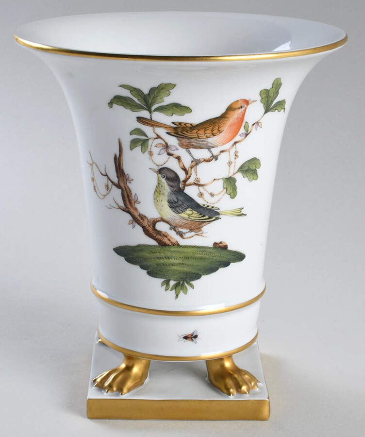 Rothschild Bird (RO) 7" Claw Footed Urn Vase by Herend-1