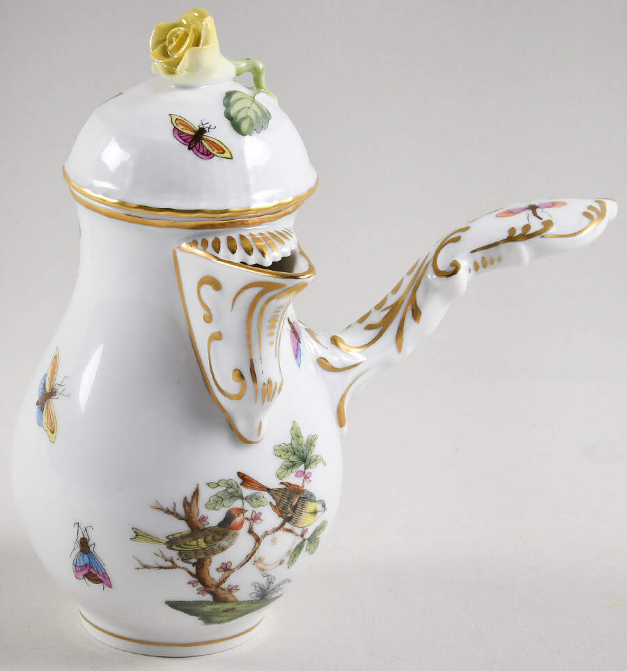 Rothschild Bird (RO) Chocolate Pot & Lid by Herend-1