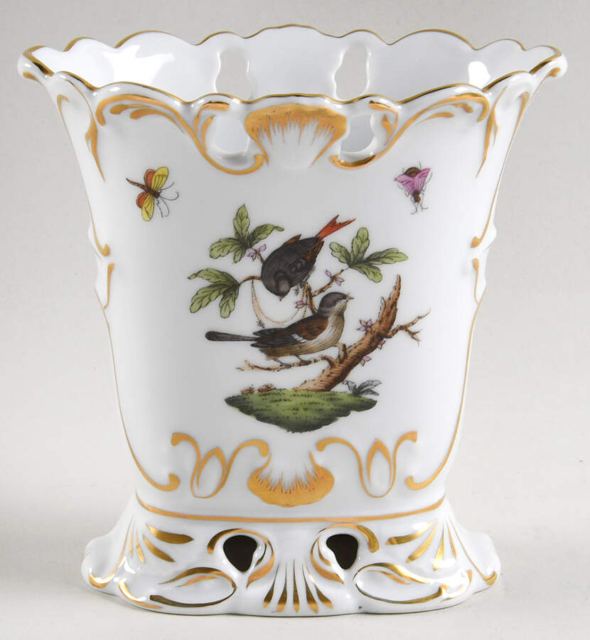 Rothschild Bird (RO) 4" Oval Vase by Herend-1
