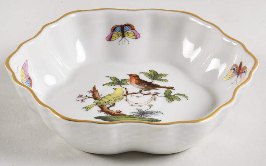 Rothschild Bird (RO) 4" Hexagonal Ashtray by Herend-1