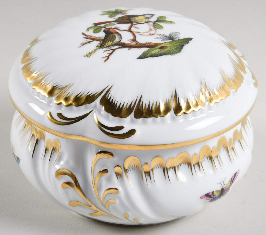 Rothschild Bird (RO) 4" Round Bon Bon & Lid by Herend-1