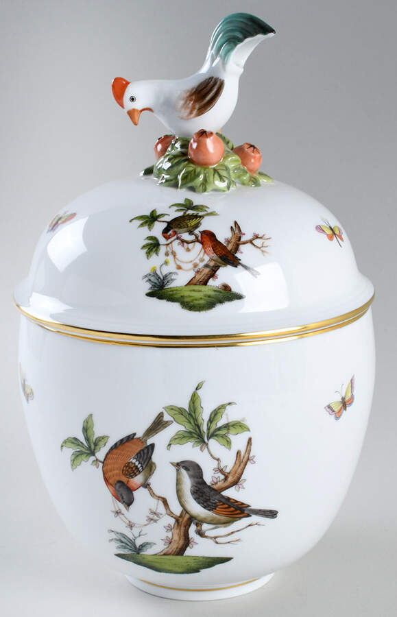 Rothschild Bird (RO) Ginger Jar & Lid by Herend-1