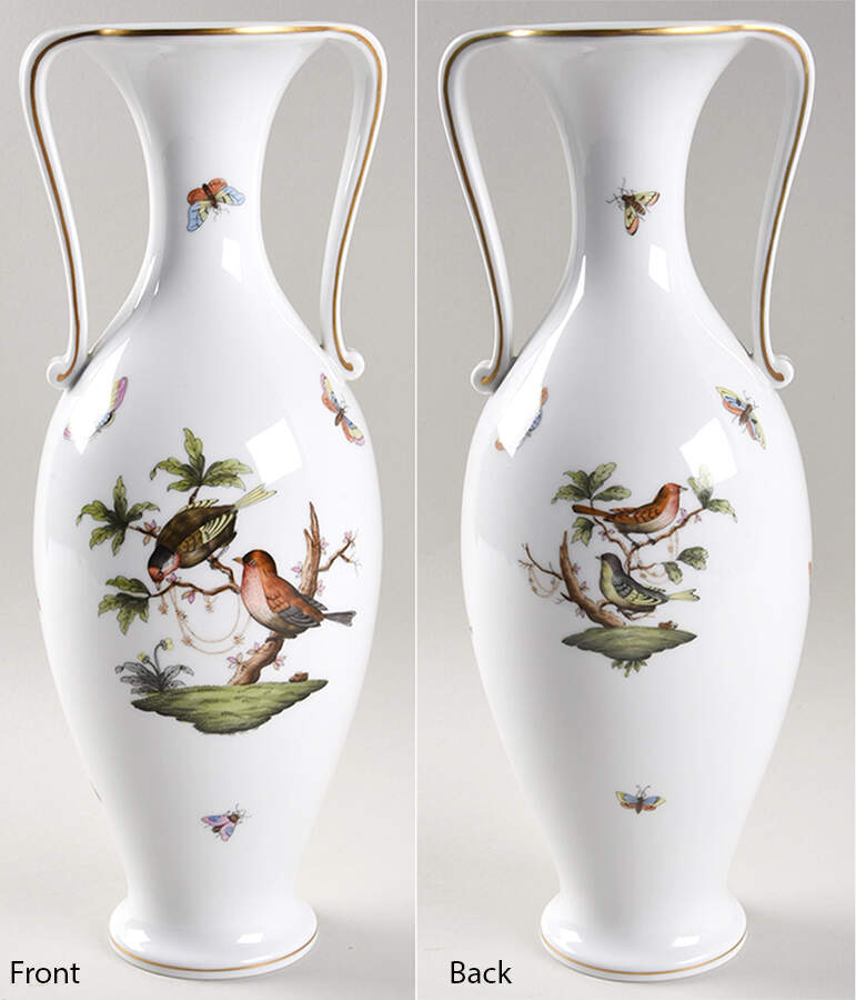 Rothschild Bird (RO) 13" Handled Vase by Herend-1