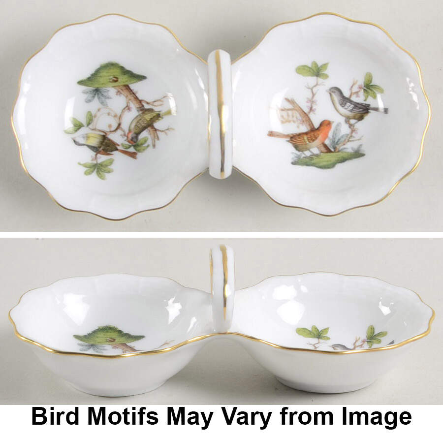 Rothschild Bird (RO) Twin Salt Dip W/Center Handle by Herend-1