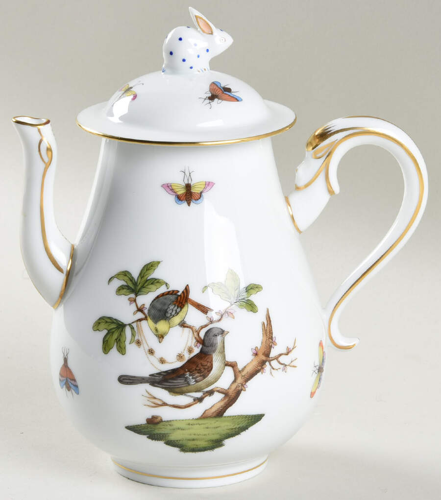 Rothschild Bird (RO) Individual Coffee Pot & Lid by Herend-1