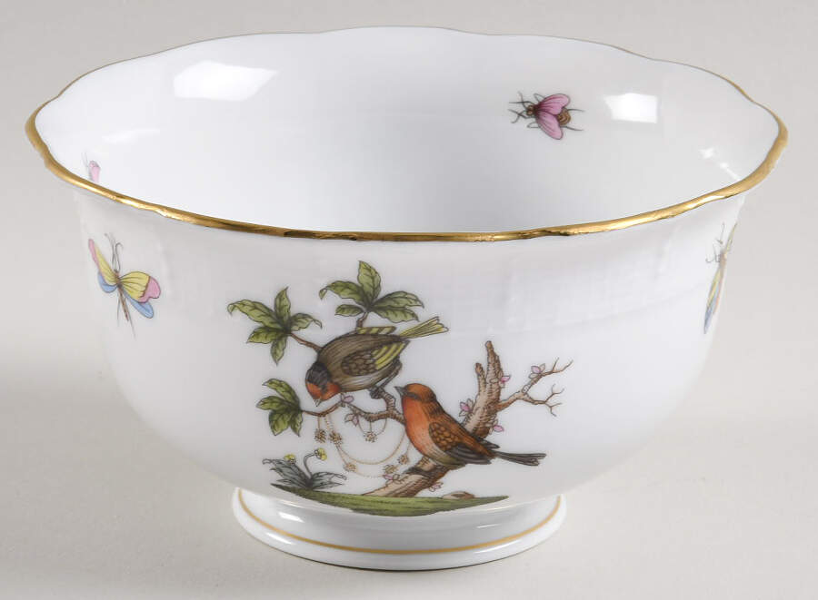 Rothschild Bird (RO) Cranberry Bowl by Herend-1