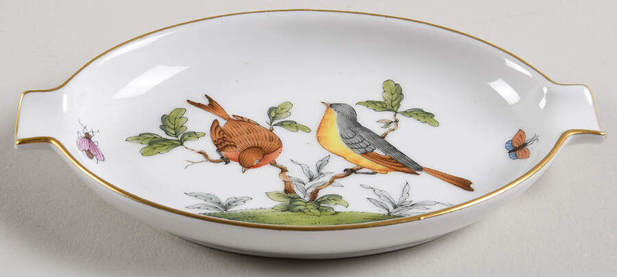 Rothschild Bird (RO) 5" Oval Ashtray with Lips by Herend-1