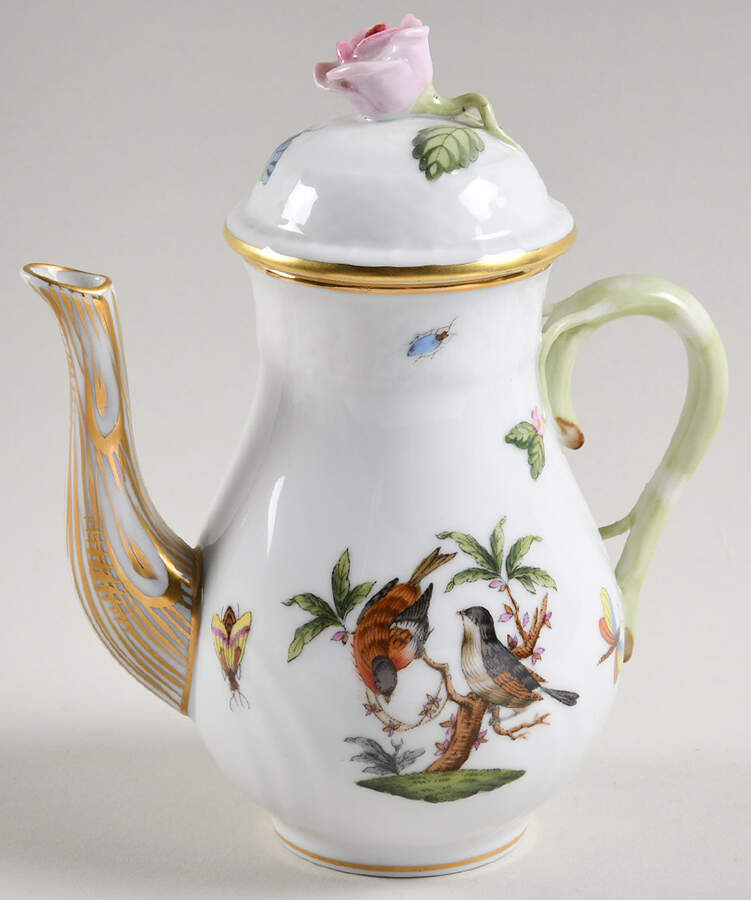 Rothschild Bird (RO) Individual Coffee Pot & Lid by Herend-1