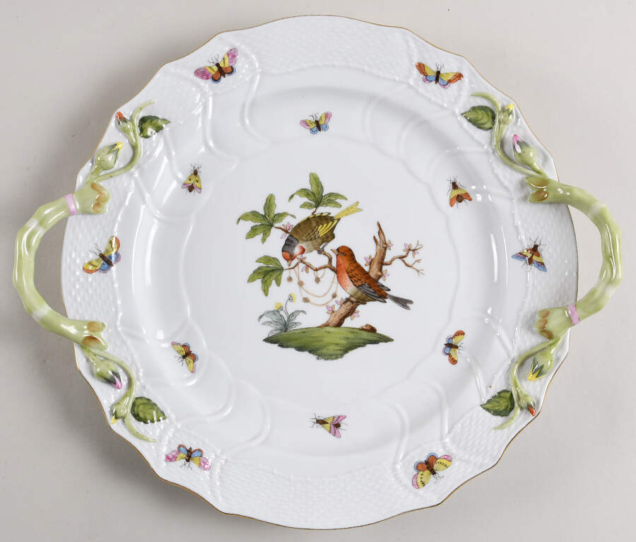 Rothschild Bird (RO) 14" Handled Chop Plate (Round Platter) by Herend-1