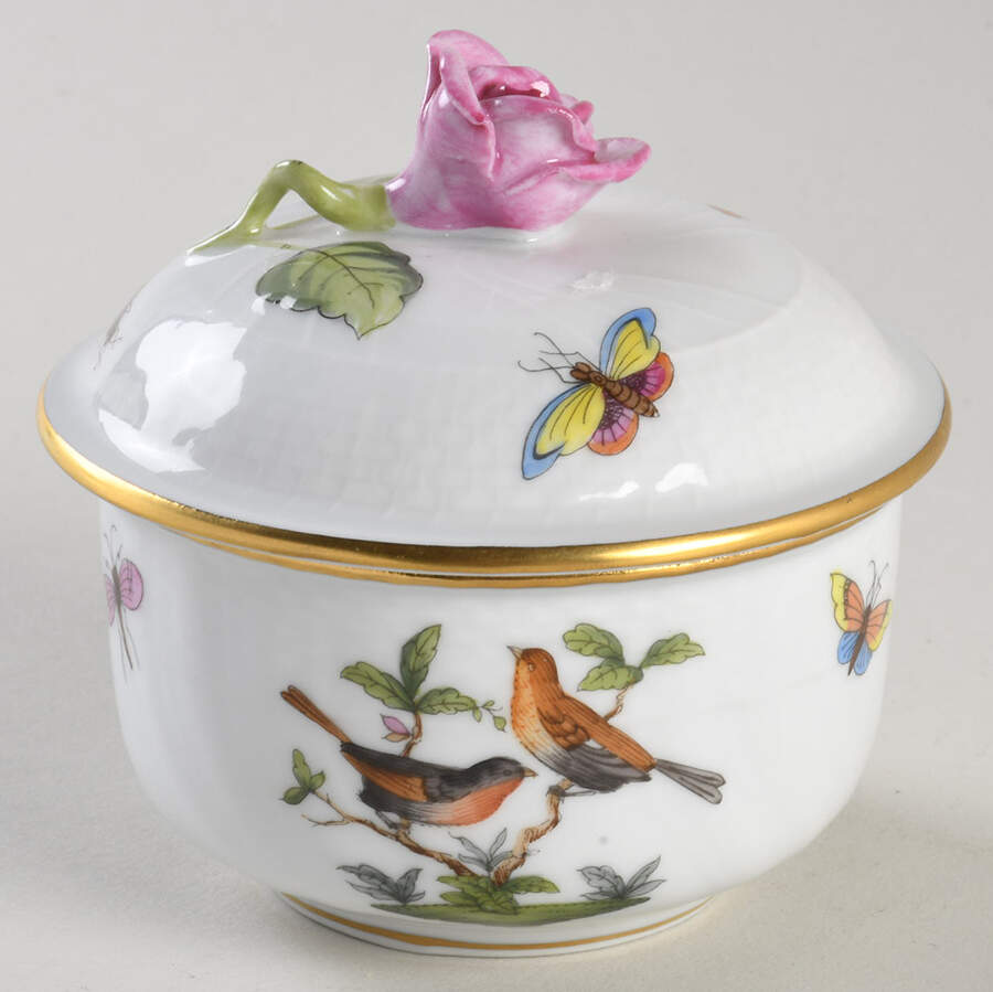 Rothschild Bird (RO) Mini Sugar Bowl & Lid by Herend-1