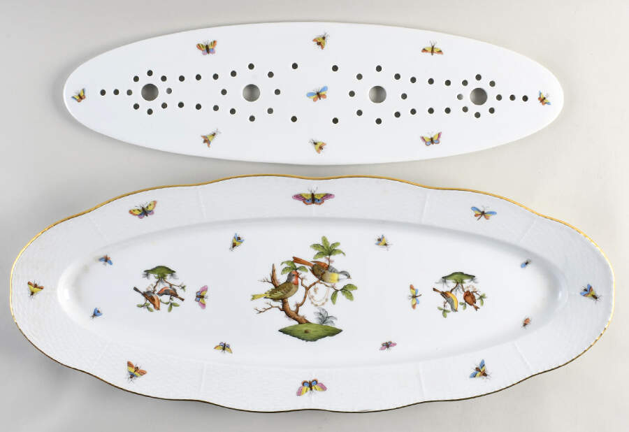 Rothschild Bird (RO) 24' Fish Platter & Strainer by Herend-1