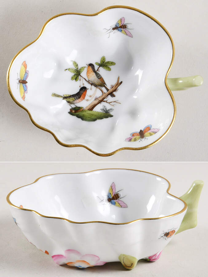 Rothschild Bird (RO) Small Deep Leaf Dish by Herend-1