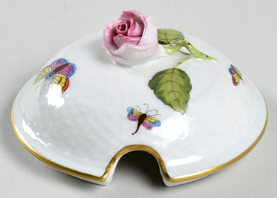Rothschild Bird (RO) Lid for Jam/Jelly w/Attached Underplate by Herend-1