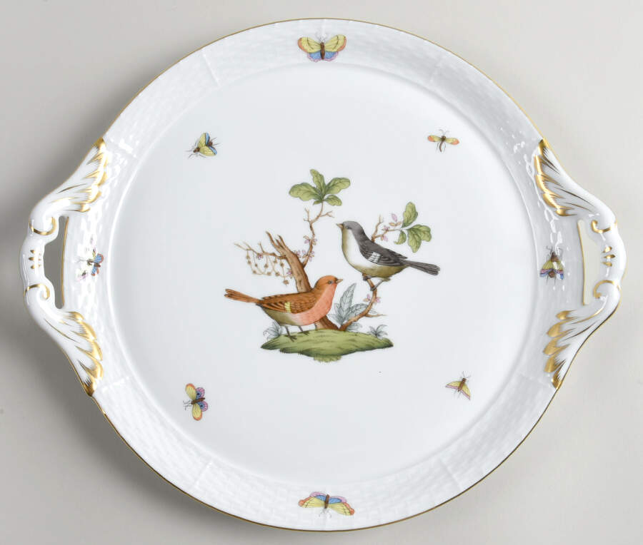 Rothschild Bird (RO) 11" Round Handled Tray by Herend-1
