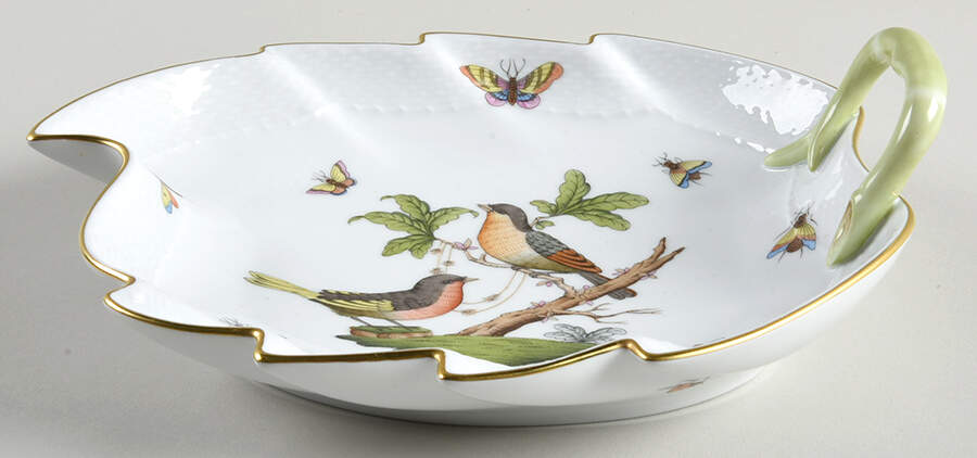 Rothschild Bird (RO) 9" Leaf Dish by Herend-1